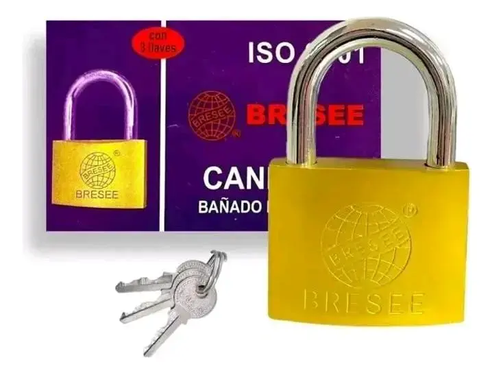 Candado De Bronce Dorado Con Llaves Seguridad - 1