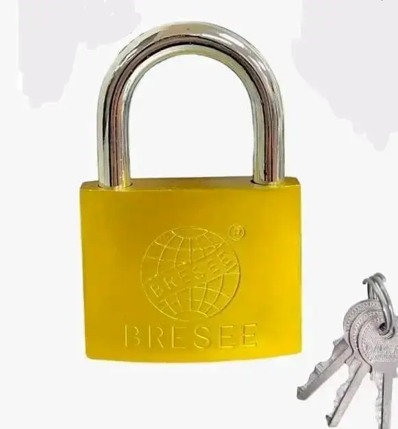 Candado De Bronce Dorado Con Llaves Seguridad - 3