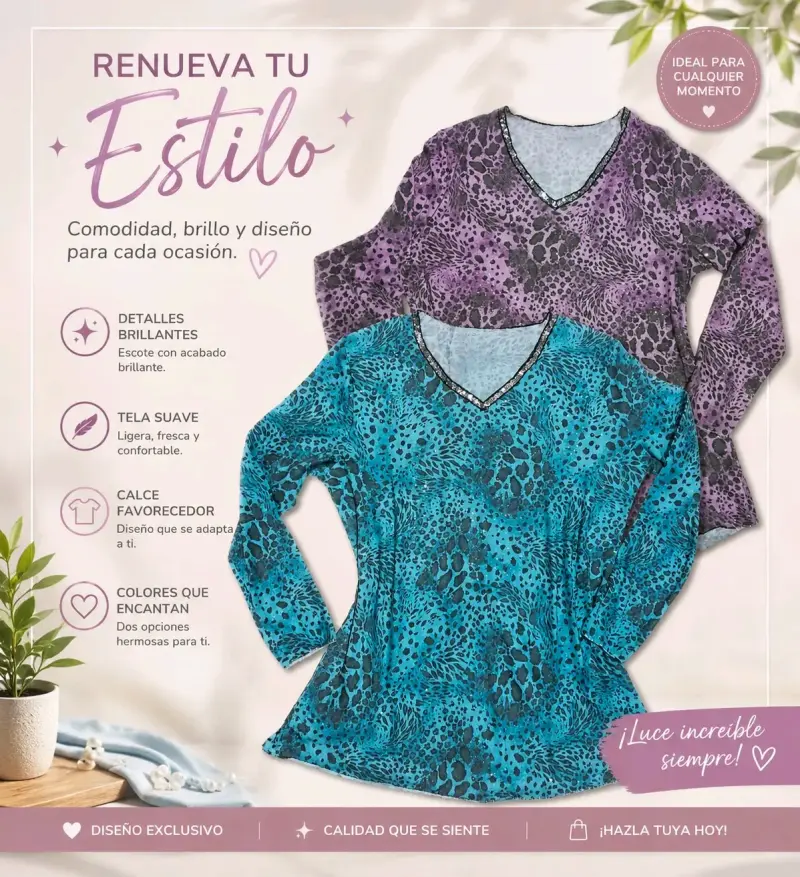 Polera de mujer con estampado animal print - 1