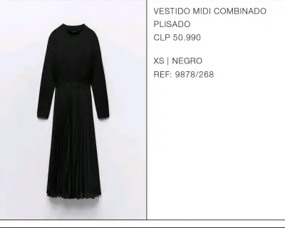 Vestido midi negro plisado elegante ZARA XS - miniatura 2
