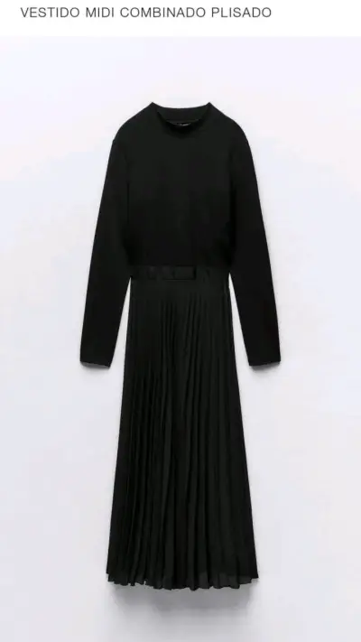 Vestido midi negro plisado elegante ZARA XS - miniatura 3
