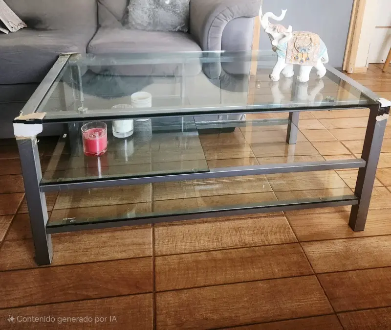 Mesa de Centro de Vidrio y Metal - 3