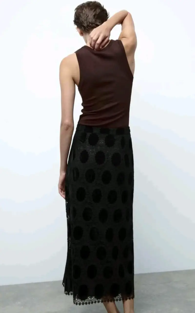 Falda midi negra con encaje ZARA xs - 2