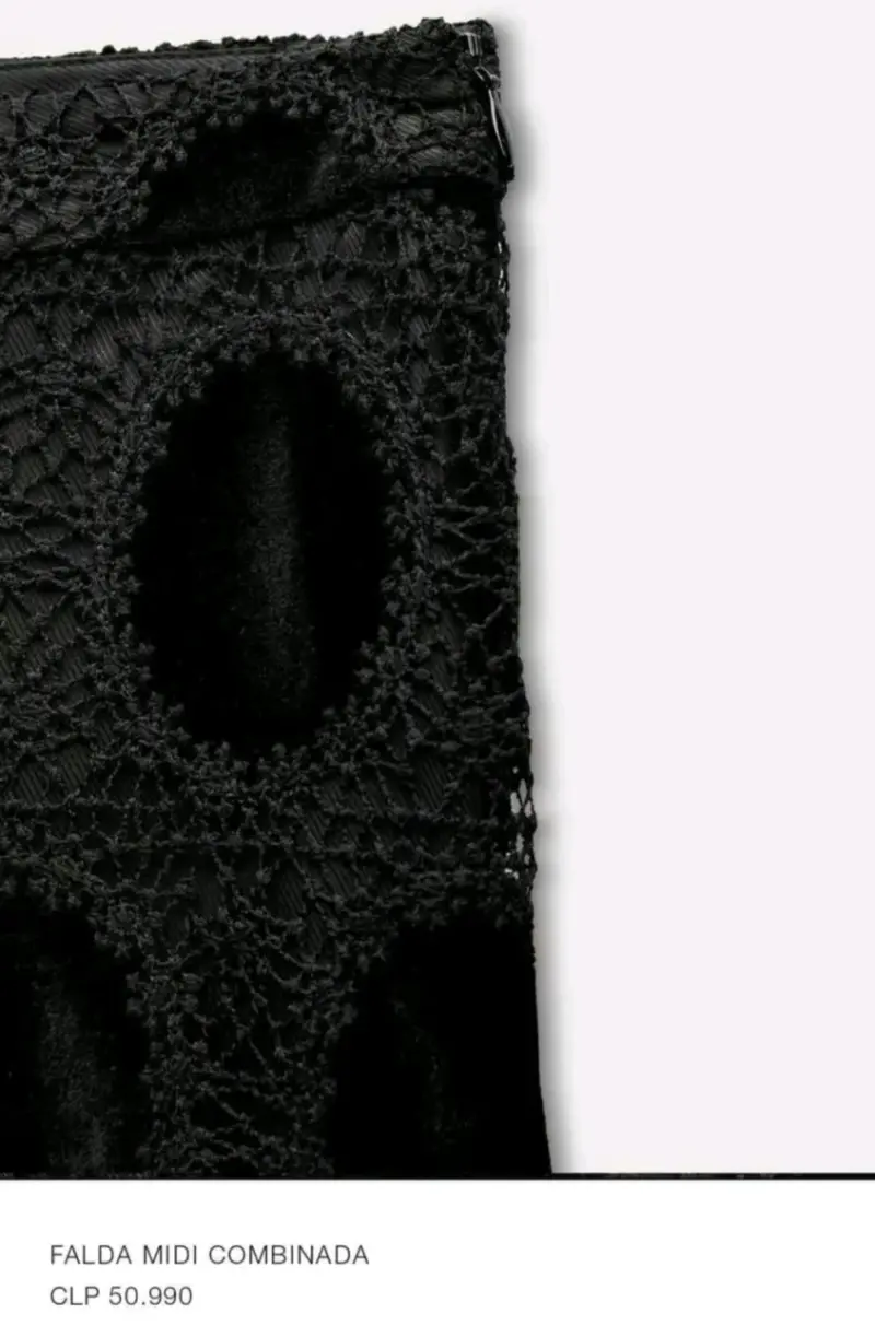 Falda midi negra con encaje ZARA xs - 3