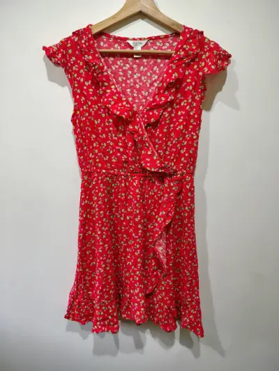 Vestido rojo floral Arizona. - miniatura 1