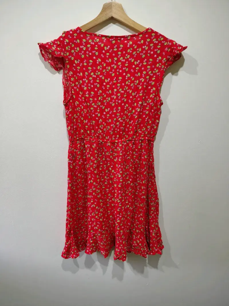 Vestido rojo floral Arizona. - 2