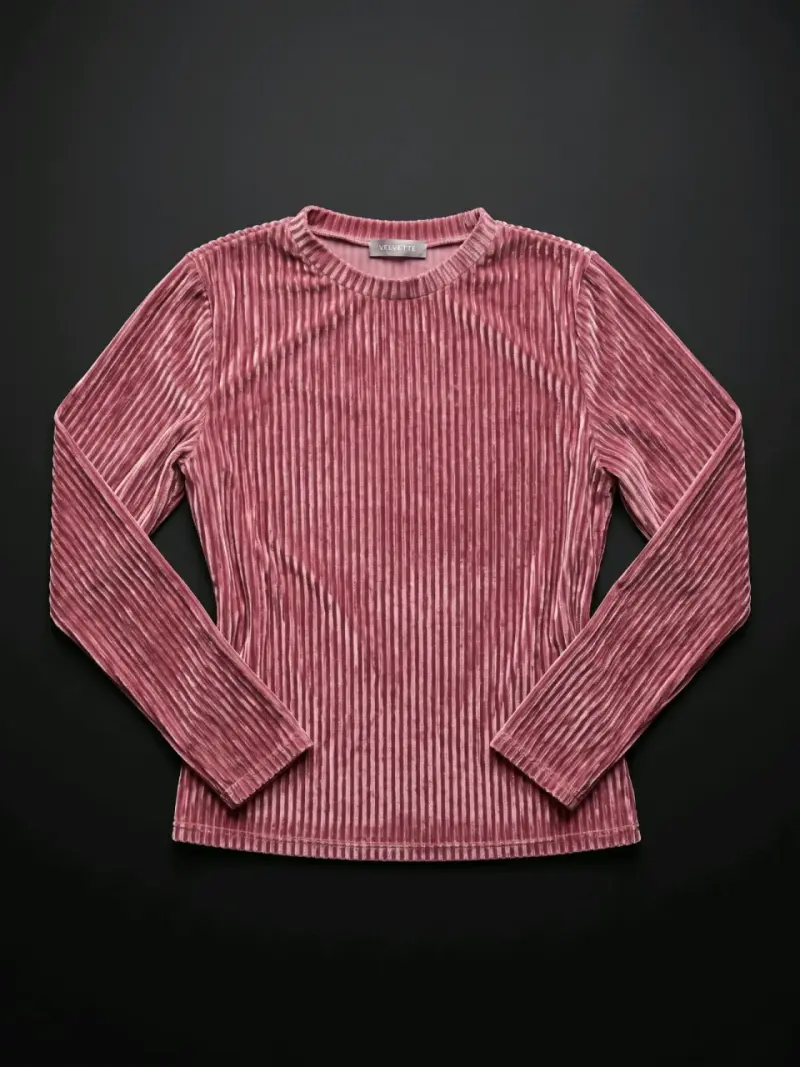 Polera de terciopelo rosado Velvette