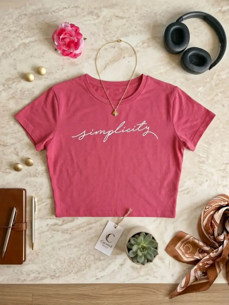 Polera rosa con diseño 'simplicity'