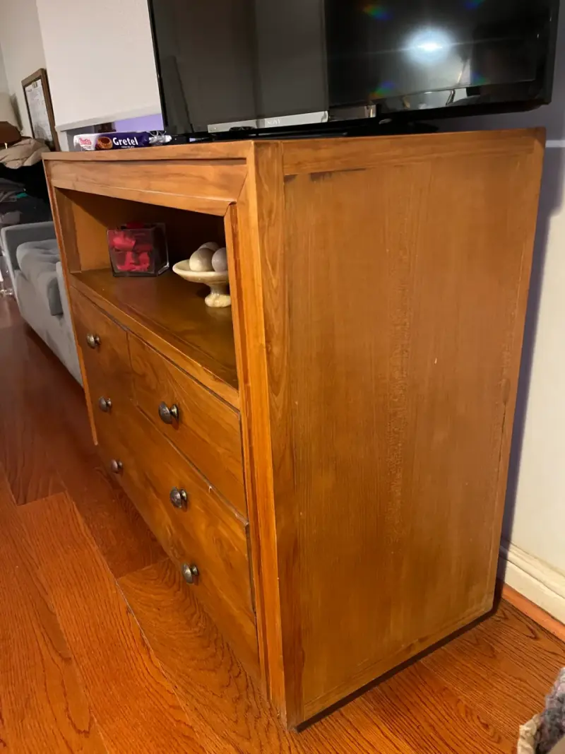 Mueble de madera de teca con cajones y estante - 2