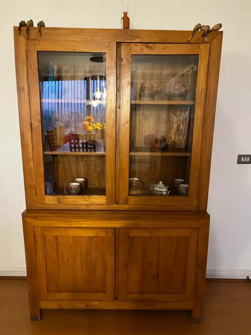 Vitrina de Madera de teca con Puertas de Vidrio - 3