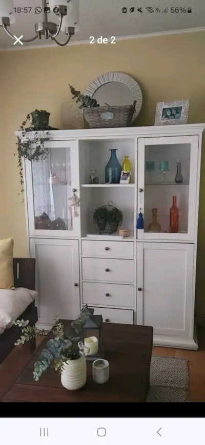 Vitrina blanca Tvilum Paris con puertas de vidrio - miniatura 1