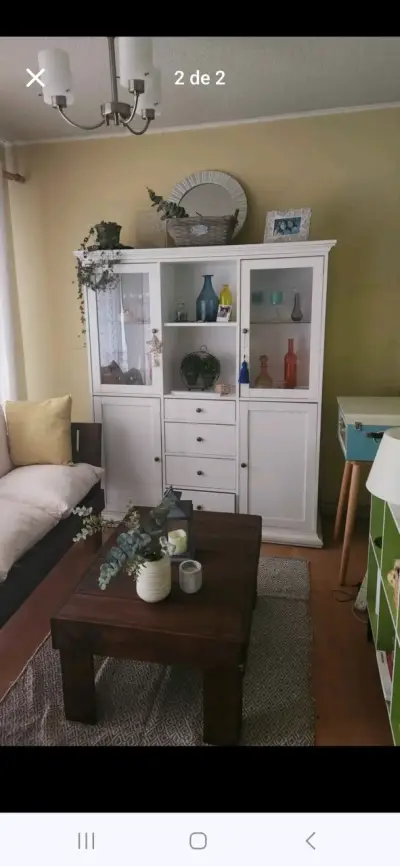 Vitrina blanca Tvilum Paris con puertas de vidrio - miniatura 2