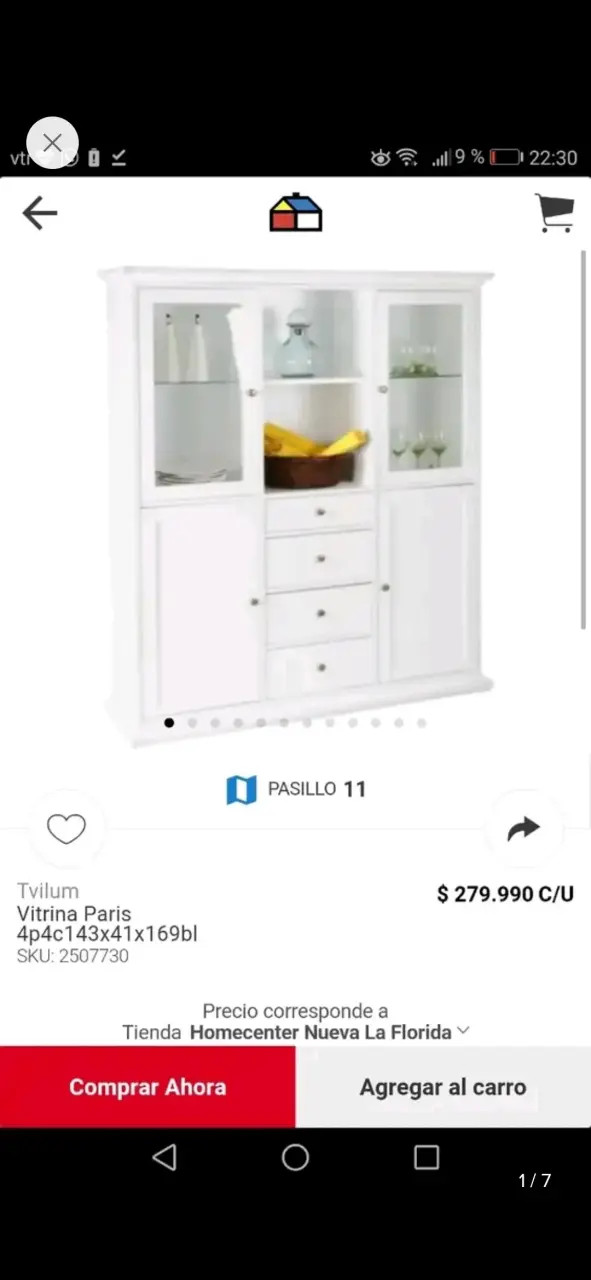 Vitrina blanca Tvilum Paris con puertas de vidrio - 4