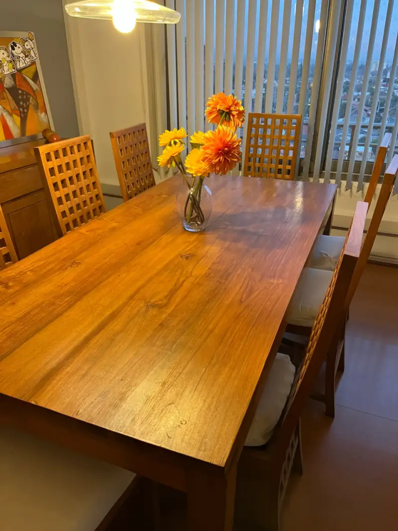 Juego de comedor de madera de teca para 8 personas - 1