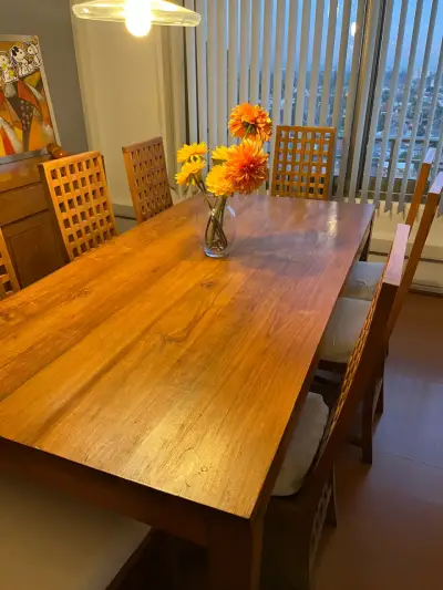 Juego de comedor de madera de teca para 8 personas - miniatura 1