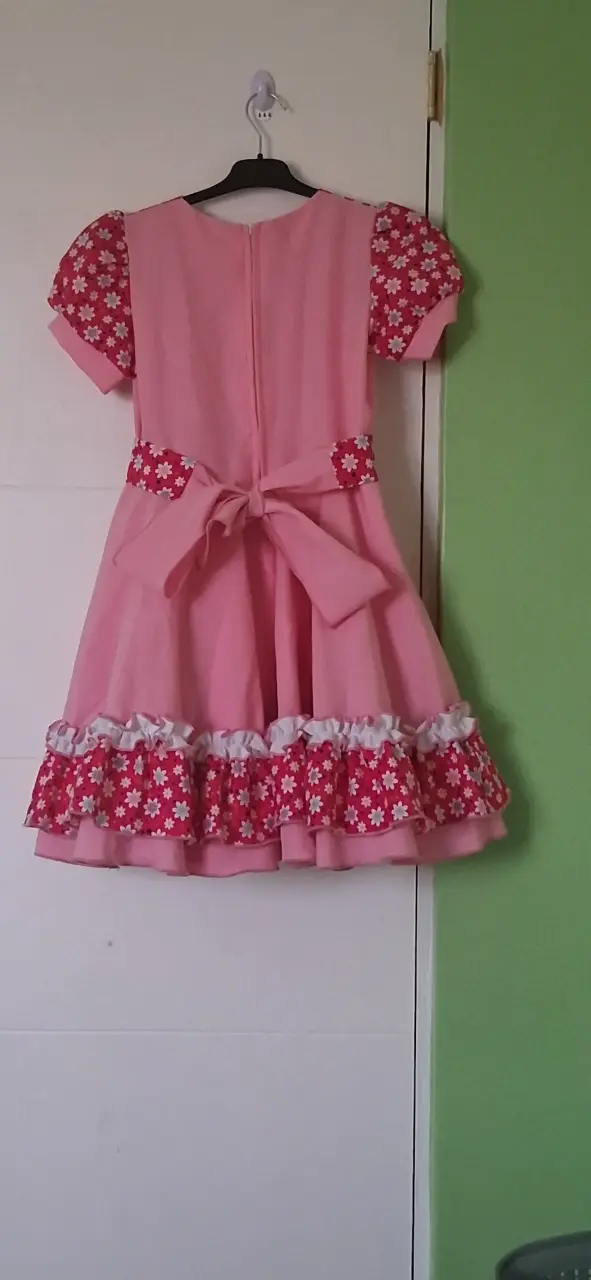 Vestido de cueca rosa co flores - 2
