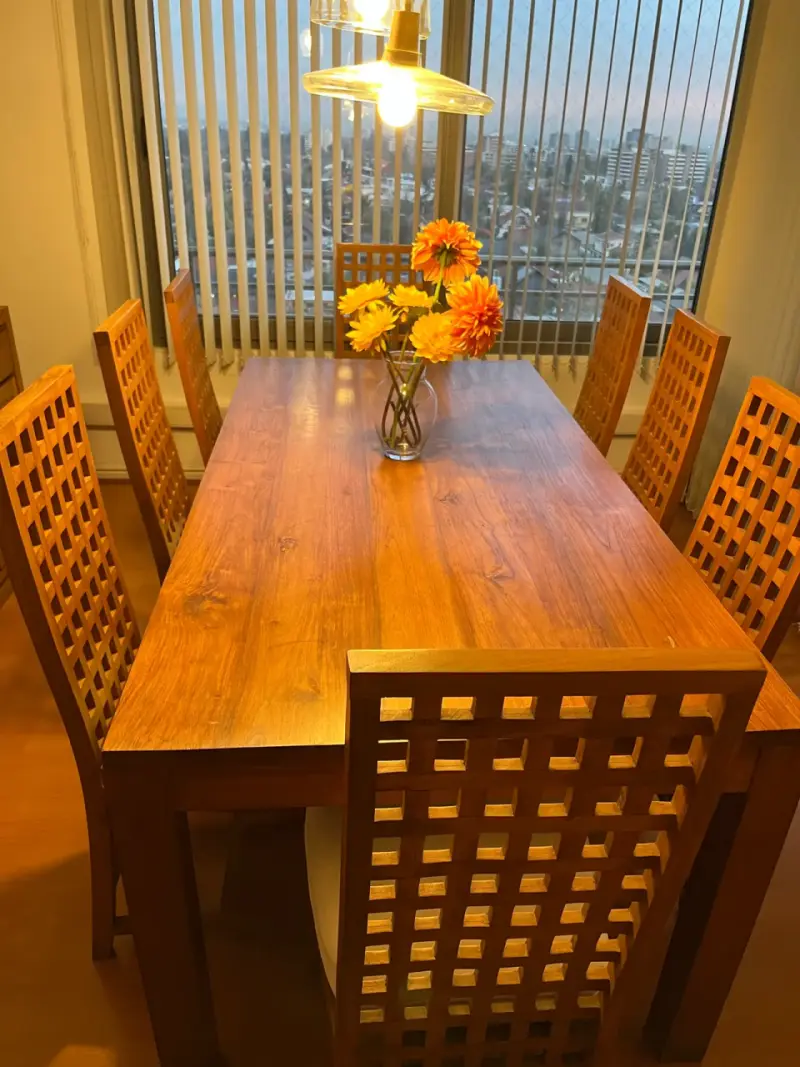 Juego de comedor de madera de teca para 8 personas - 2