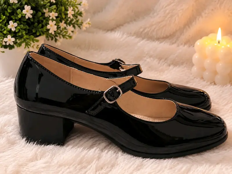 Zapatos de charol negro con tacón bajo Armonia - 3