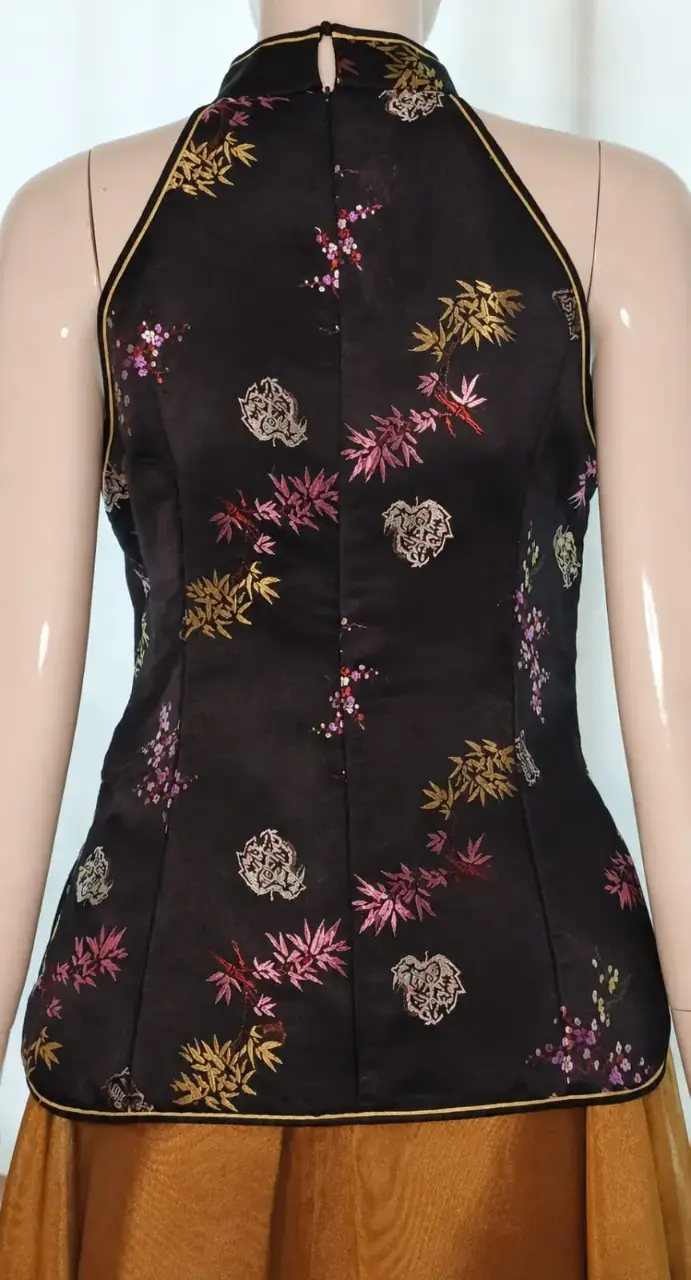 Línea Fiesta - Top Brocado Oriental Negro L - 2