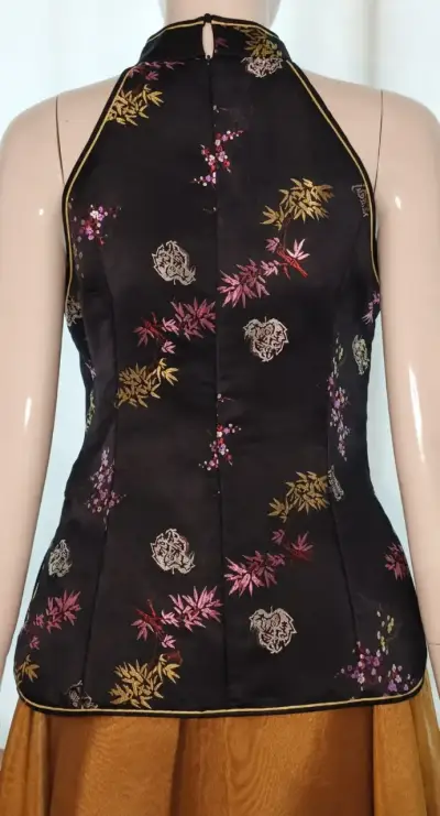 Línea Fiesta - Top Brocado Oriental Negro L - miniatura 2