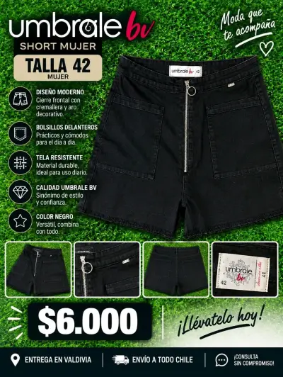 Short negro mujer Umbrale BV talla 42 - miniatura 1