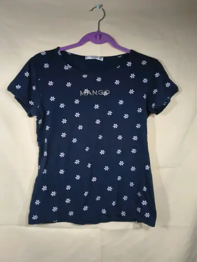 Polera azul con flores de Mango - miniatura 1