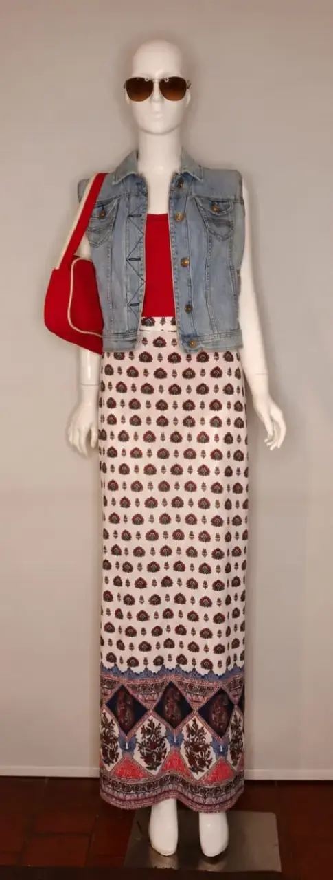 Línea Summer - Falda Tubo Larga Boho L - 6