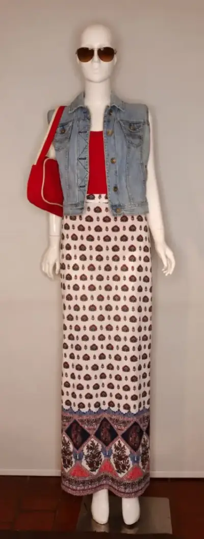 Línea Summer - Falda Tubo Larga Boho L - miniatura 6