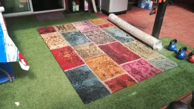 2 Alfombra multicolor estilo patchwork Kelim - miniatura 1