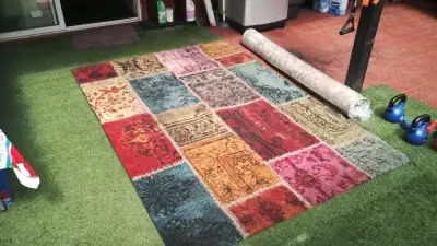 2 Alfombra multicolor estilo patchwork Kelim - miniatura 2
