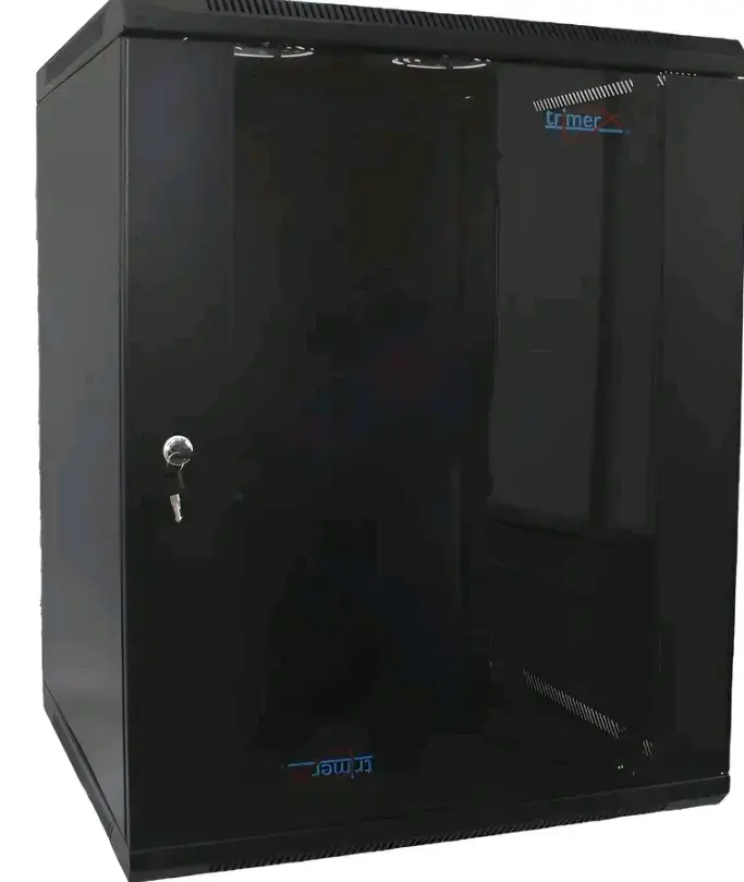 Gabinete Rack de Pared Negro con Llave - 1
