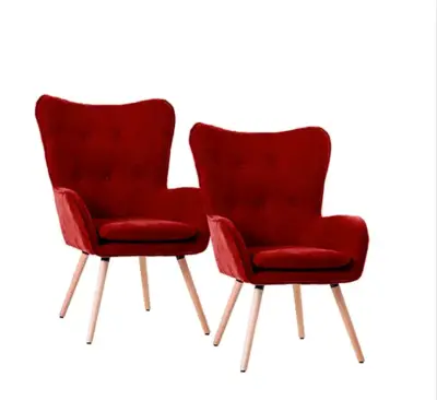 Set de Sillones Rojos de Terciopelo Modernos - miniatura 2