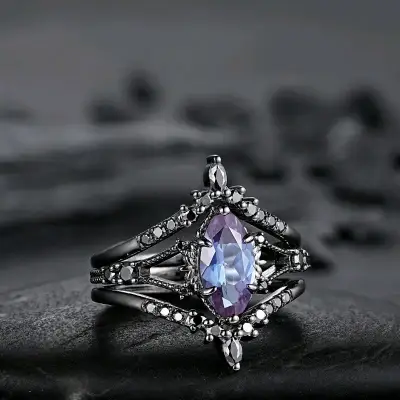 Anillo de 3 piezas color negro - miniatura 1