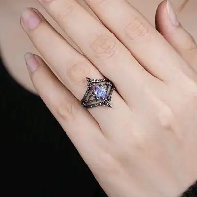 Anillo de 3 piezas color negro - miniatura 2