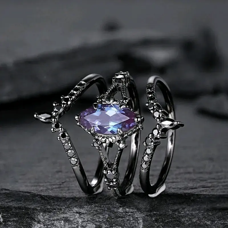 Anillo de 3 piezas color negro - 3