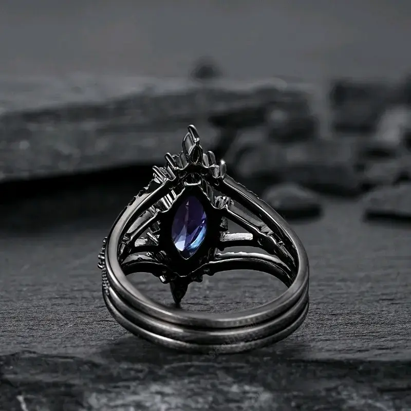Anillo de 3 piezas color negro - 4