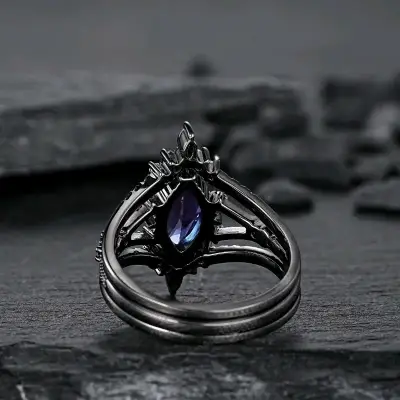 Anillo de 3 piezas color negro - miniatura 4