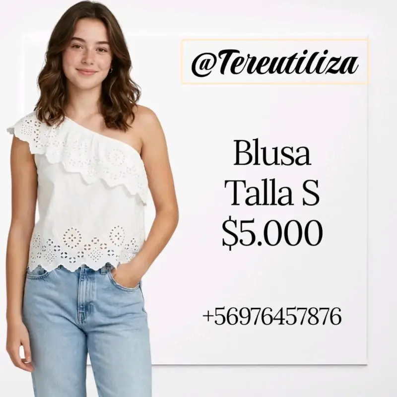 Blusa blanca de un solo hombro talla S - 1