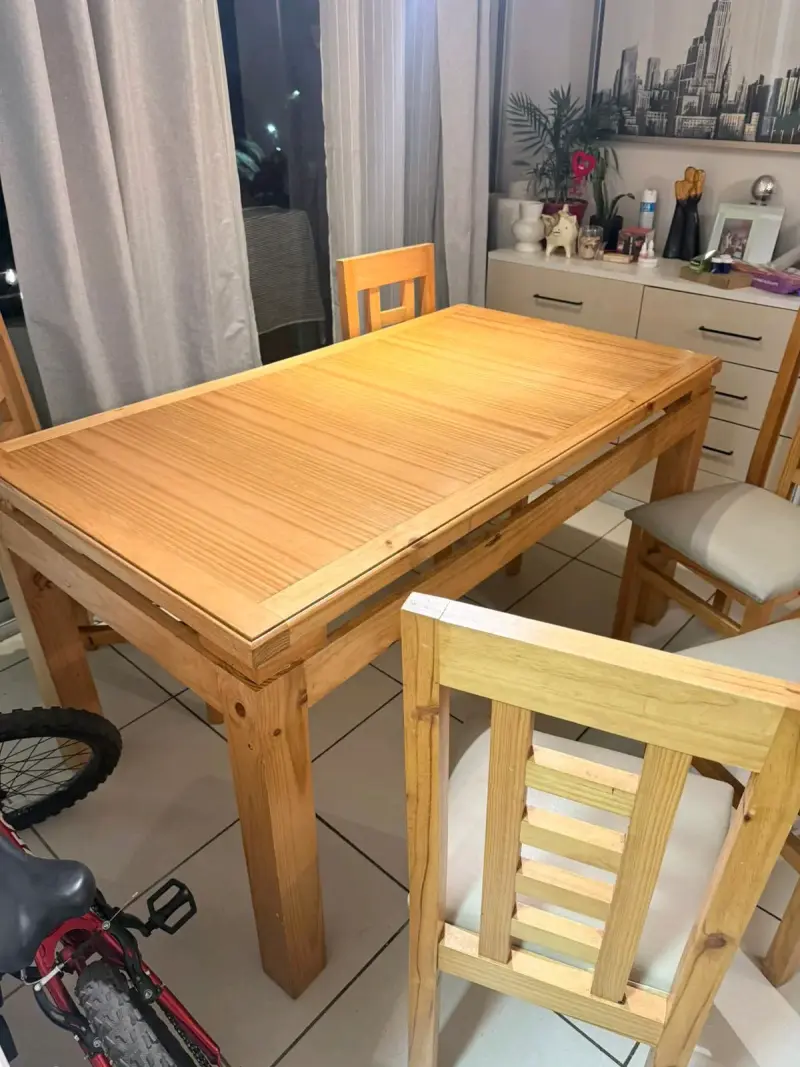 Juego de comedor de madera con 6 sillas - 2