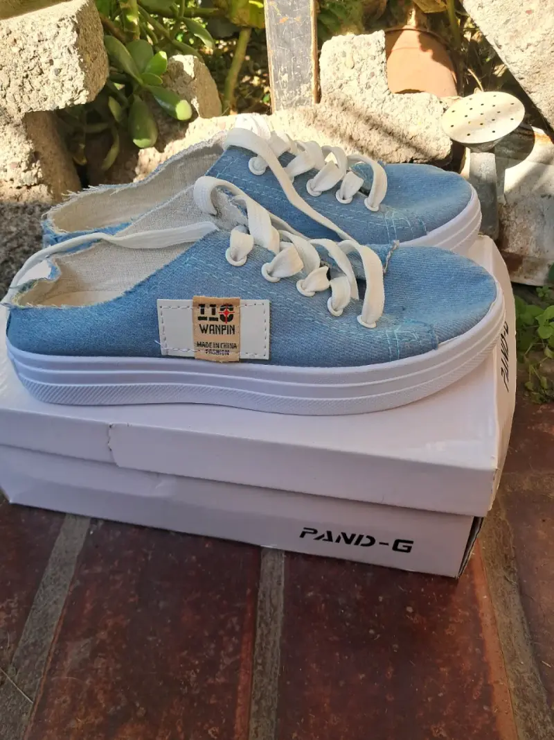 Zapatillas de lona azul casuales para mujer - 2