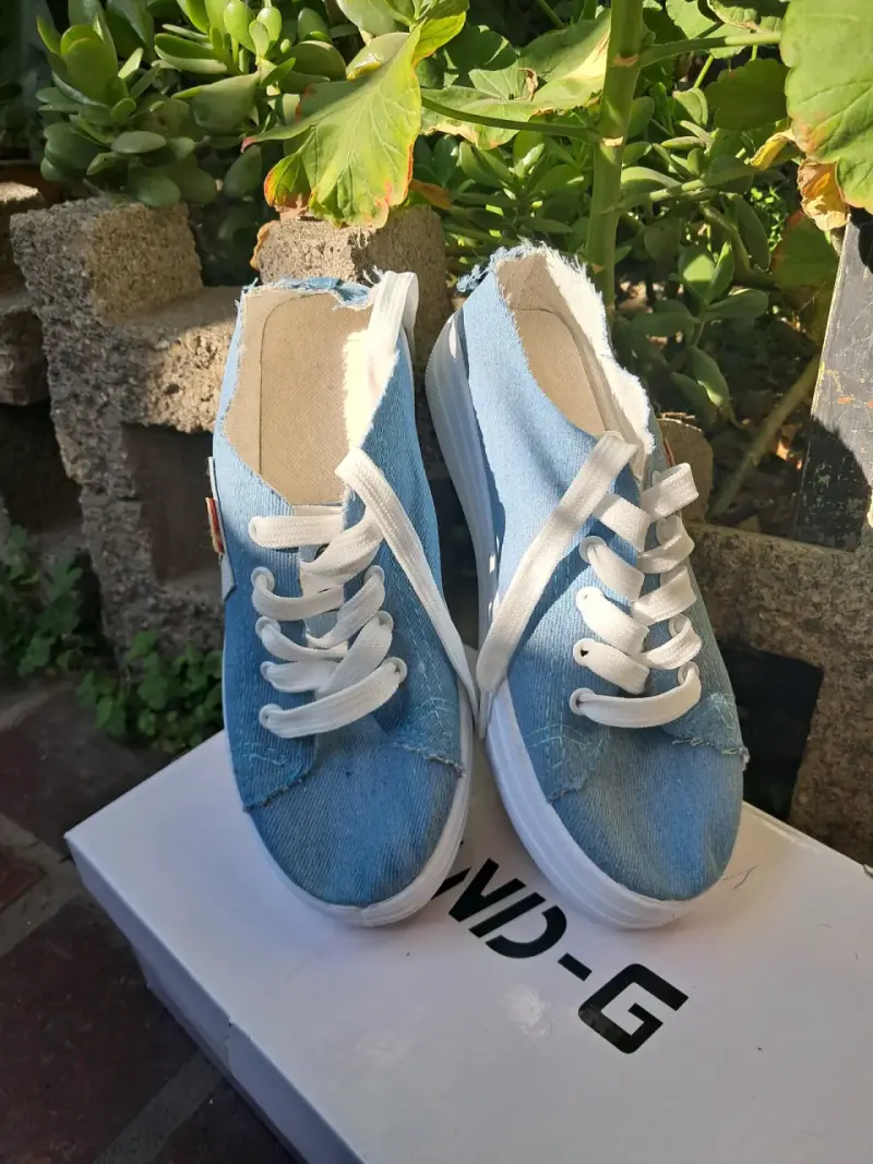 Zapatillas de lona azul casuales para mujer - 3