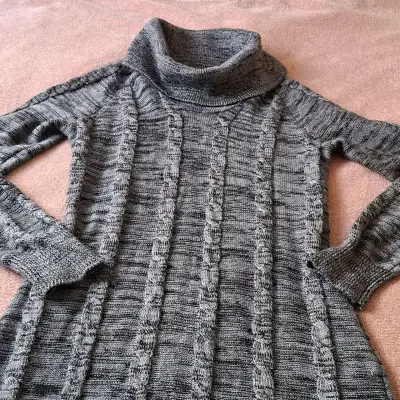 Vestido de punto gris con cuello alto M - miniatura 2