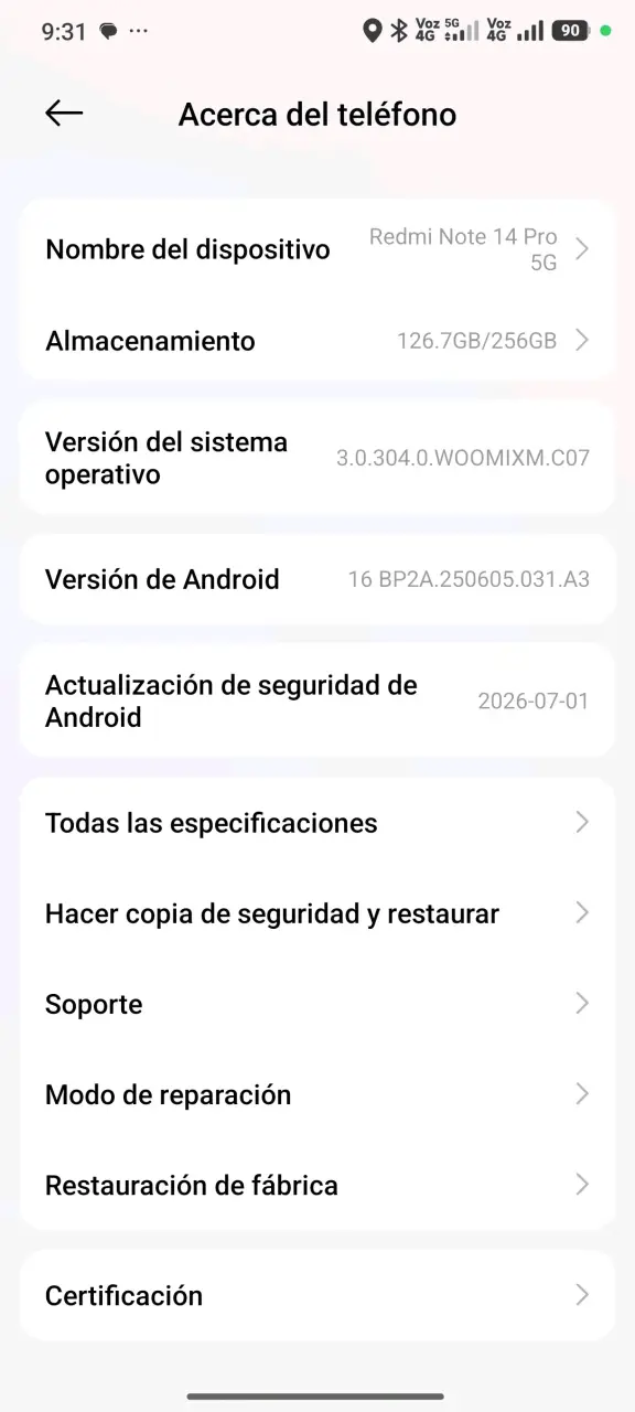 Smartphone Redmi Note 14 Pro 5G con 126GB - 2