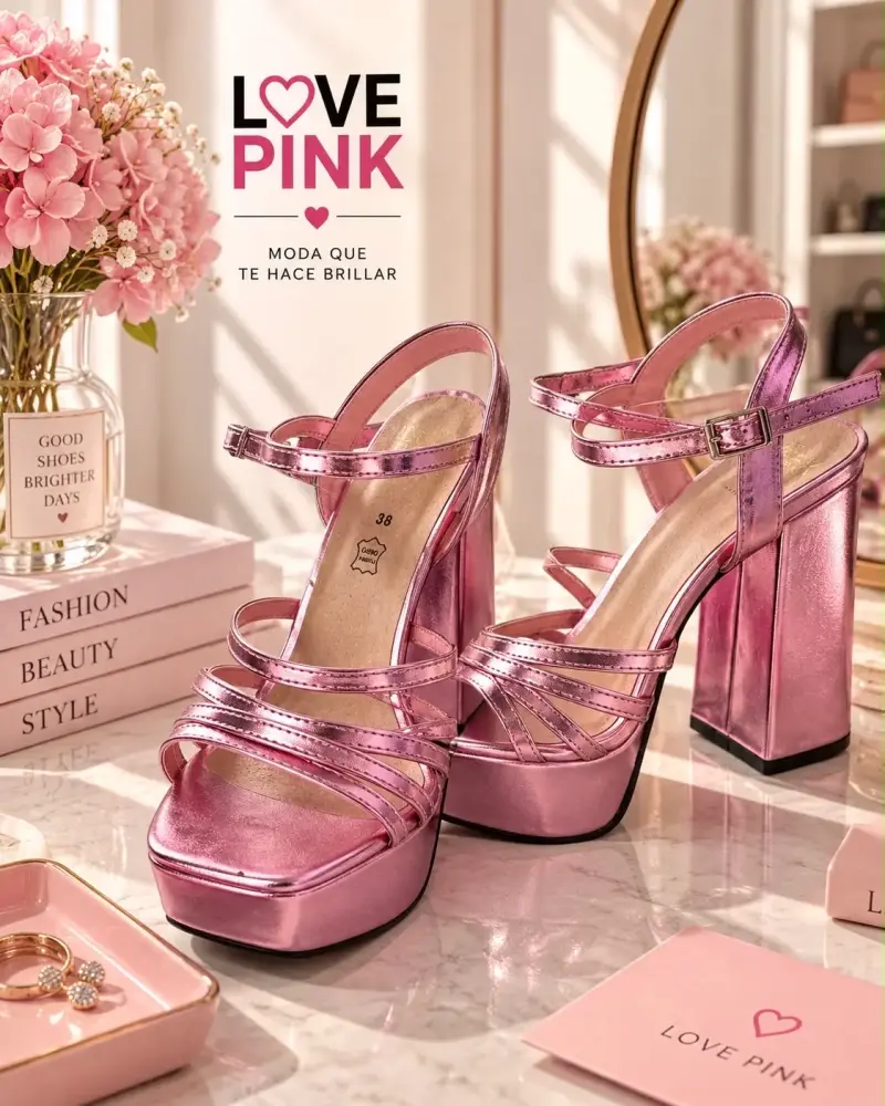 Sandalias de Tacón Alto Rosadas Love Pink