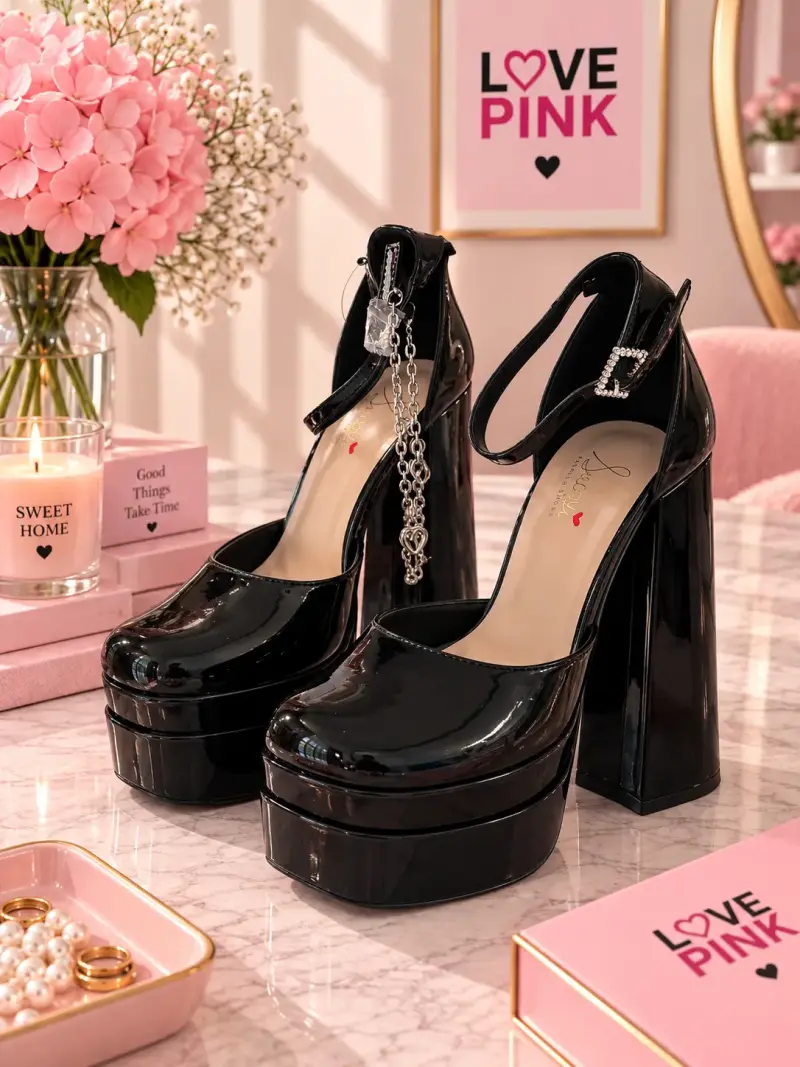 Zapatos de tacón alto negros con plataforma