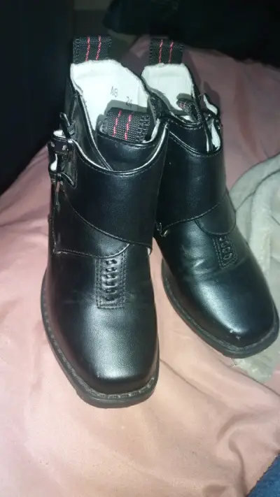 Botines negros de cuero para niños talla 24 - miniatura 2