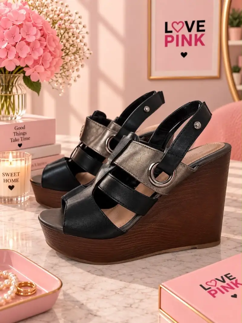 Sandalias de plataforma negras elegantes Cacharel
