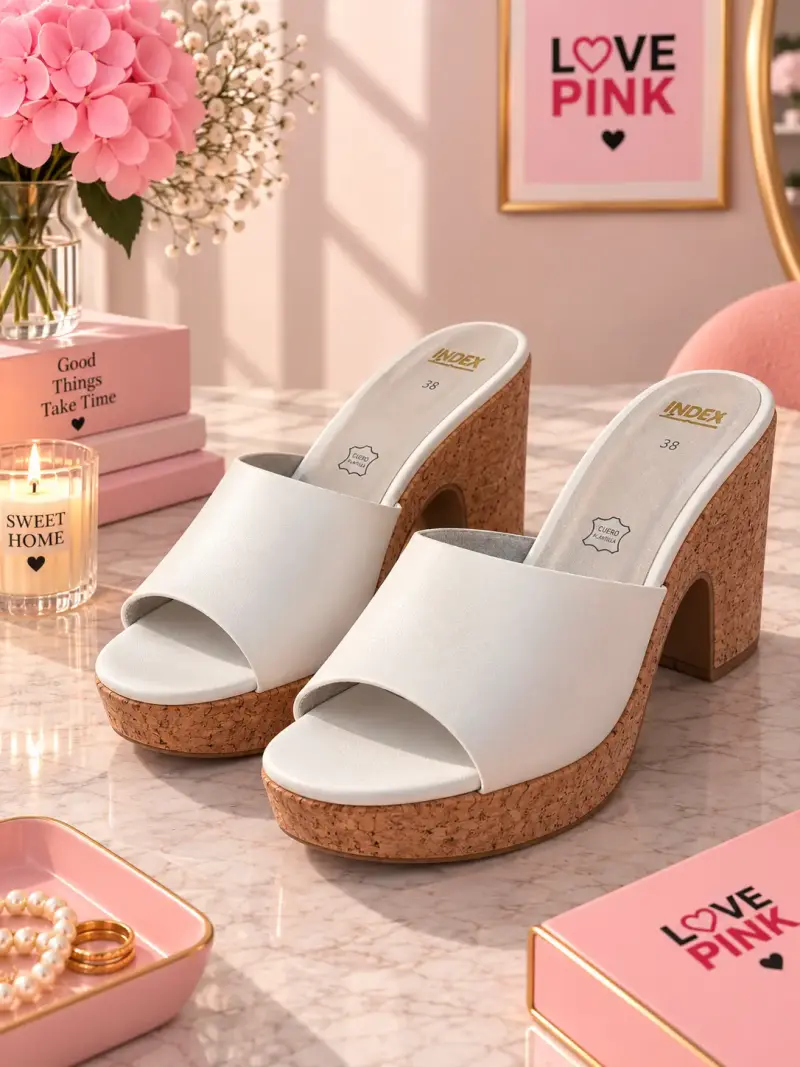 Sandalias de tacón alto blancas Index