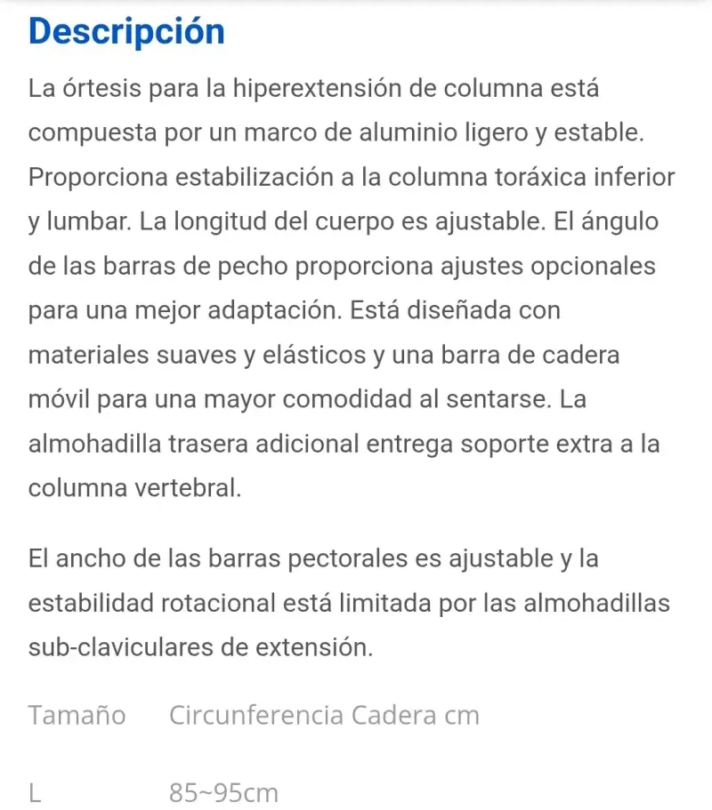 Órtesis de hiperextensión de columna ajustable - 2