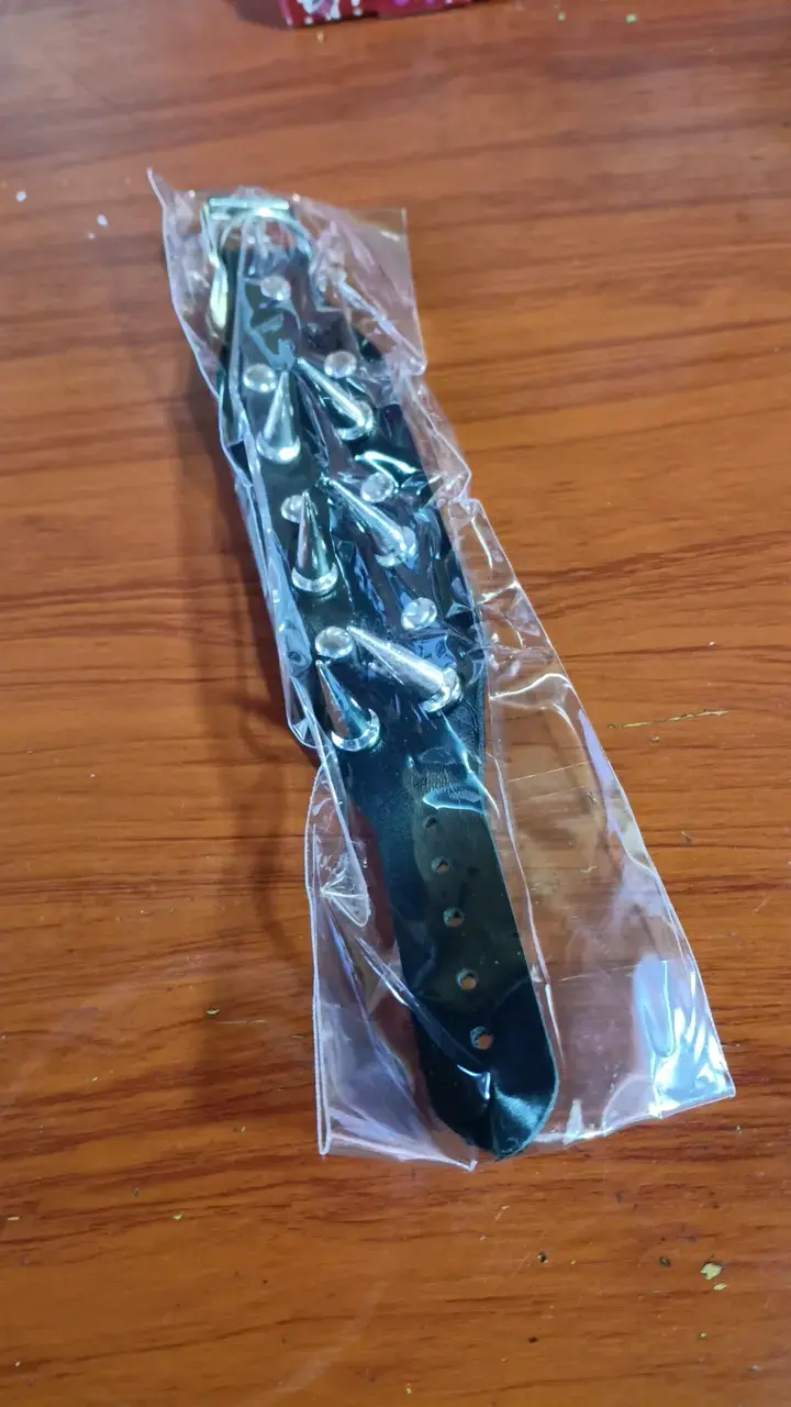 Pulsera de cuero con púas metálicas